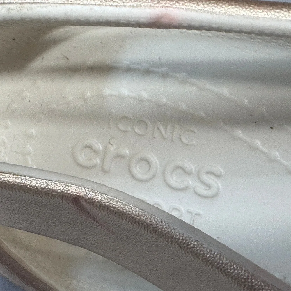 Crocs Sloane Flats Womens 11 Gold Metallic Square Toe Ballet Core Chic